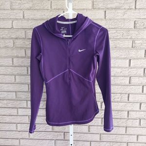 Nike Purple Quarter Zip Lightweight Dri-Fit Hoodie w/Mesh Panels Small EUC
